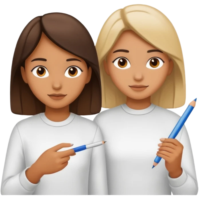 две девушки рисуют границы emoji