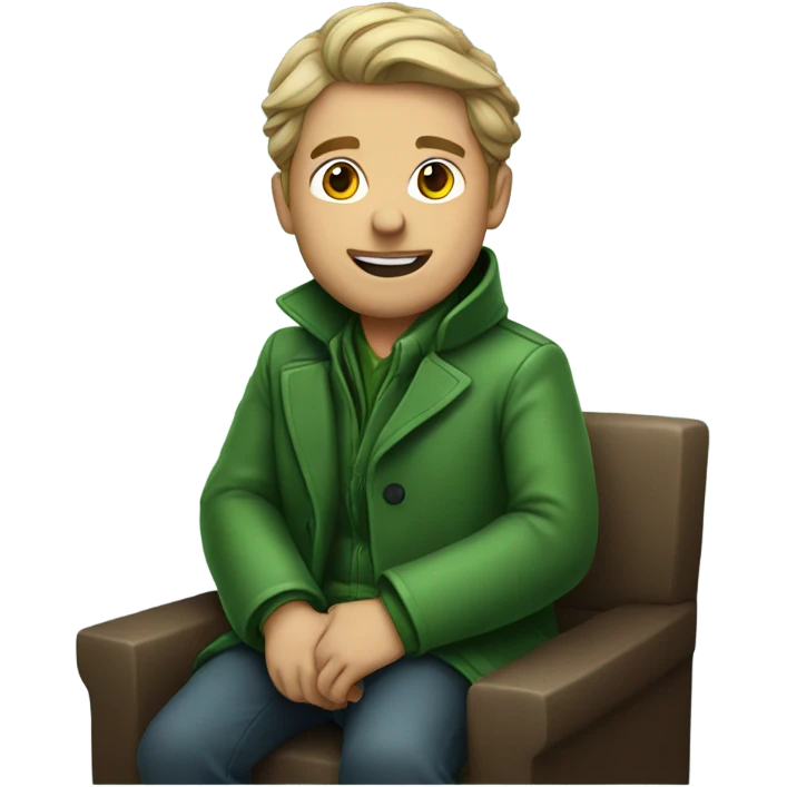 man in green coat sitting emoji