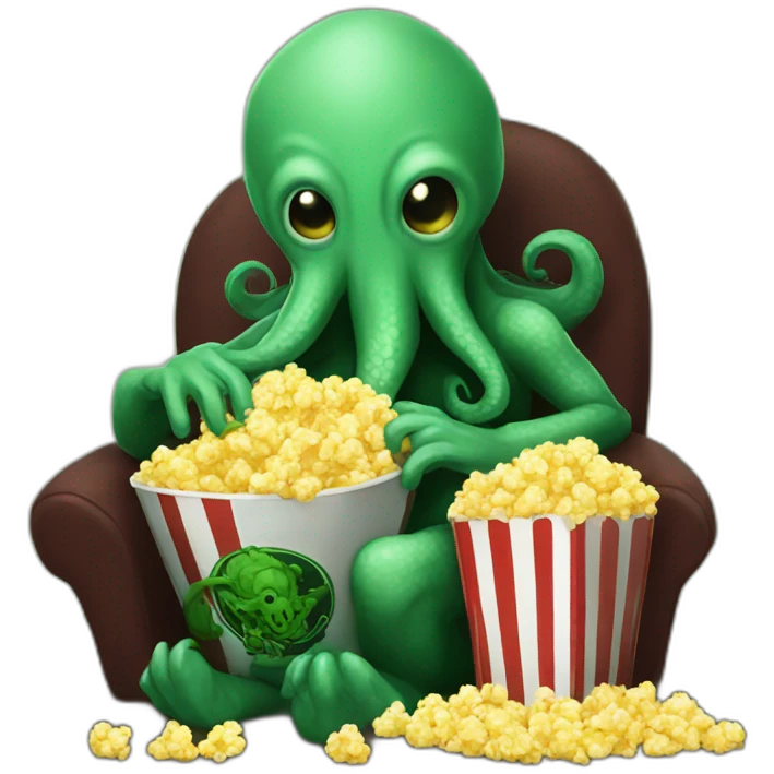 cthulhu eating popcorn emoji