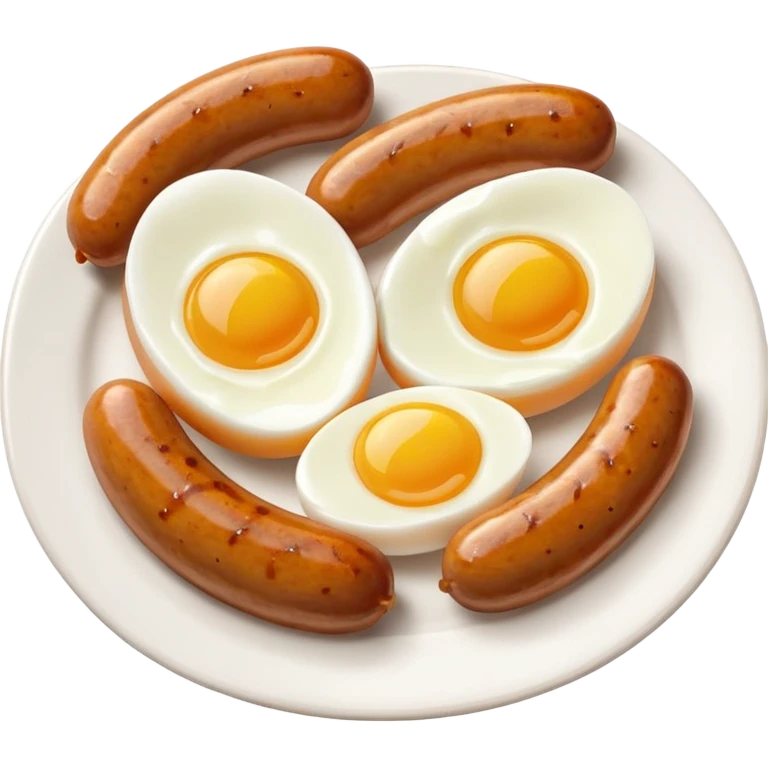 Two boiled eggs and two breakfast sausage restaurant style emoji