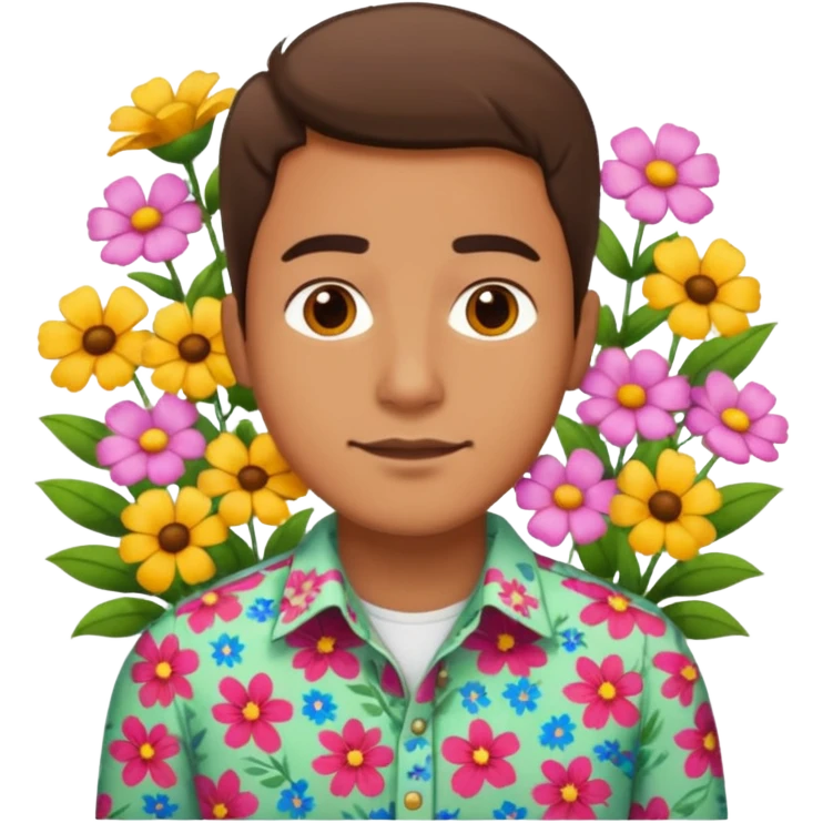 Man flowers at bottom emoji