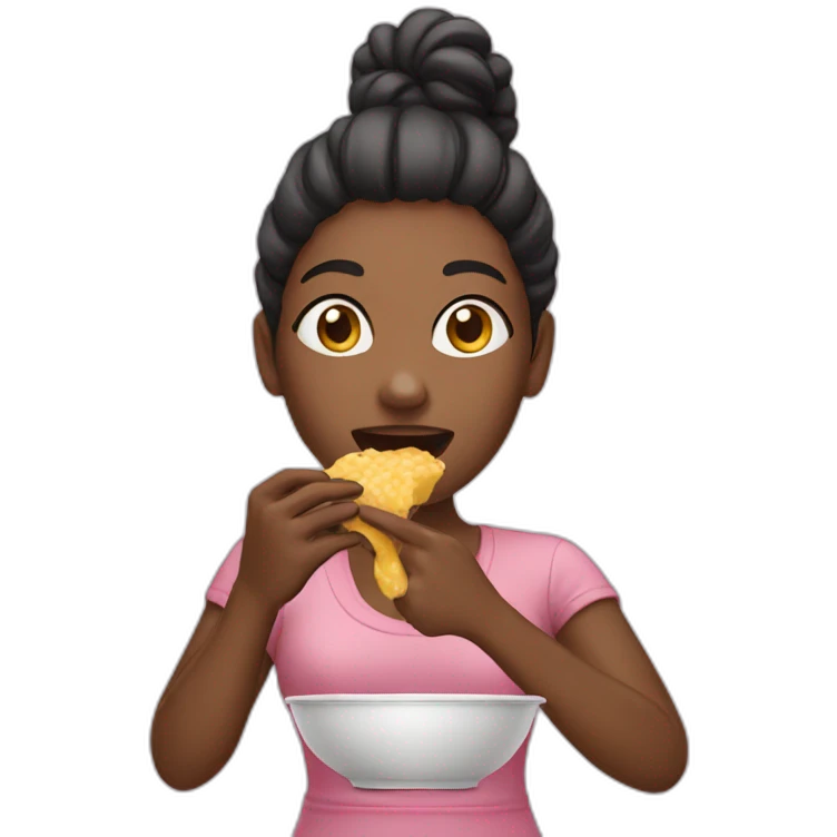 Woman eats emoji