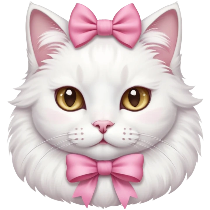 White cat with a pink bow in his hair  emoji