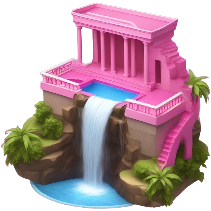 Pink pool with a waterfall  emoji