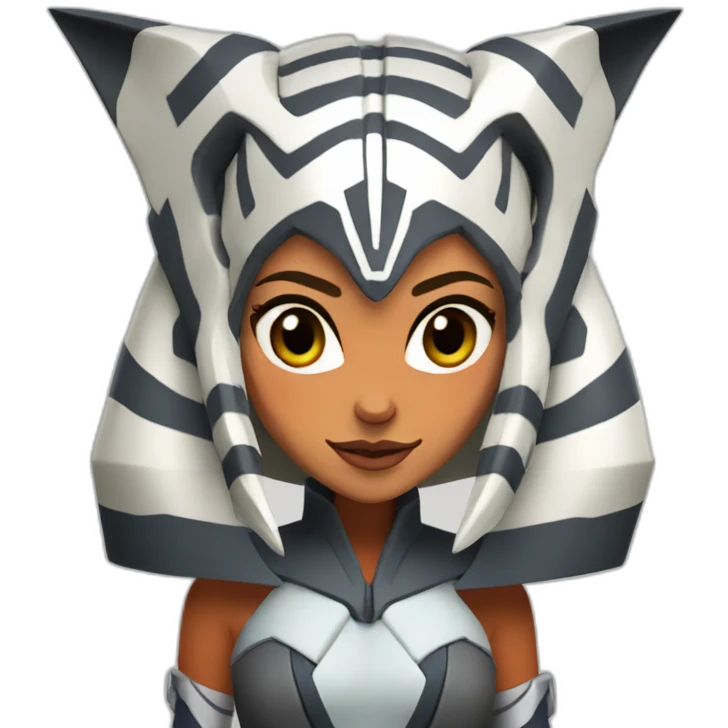 Sexy Ahsoka Tano (portrait, front facing, Apple iOS 17 style) small horns emoji