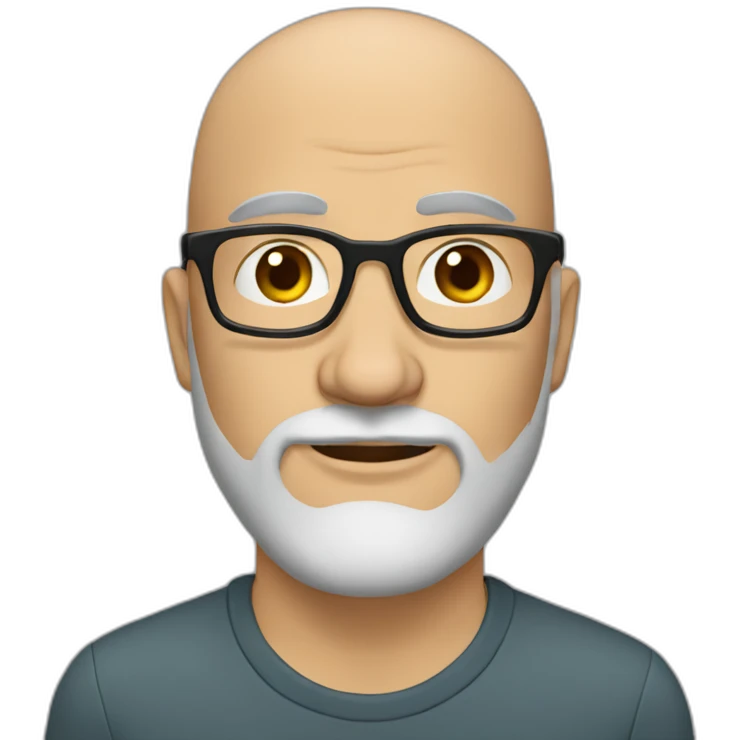 Almost bald dark-haired 40 year old man with beard and glasses emoji