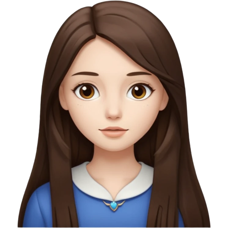 a brunette girl with long brown straight hair and a proferosa emoji