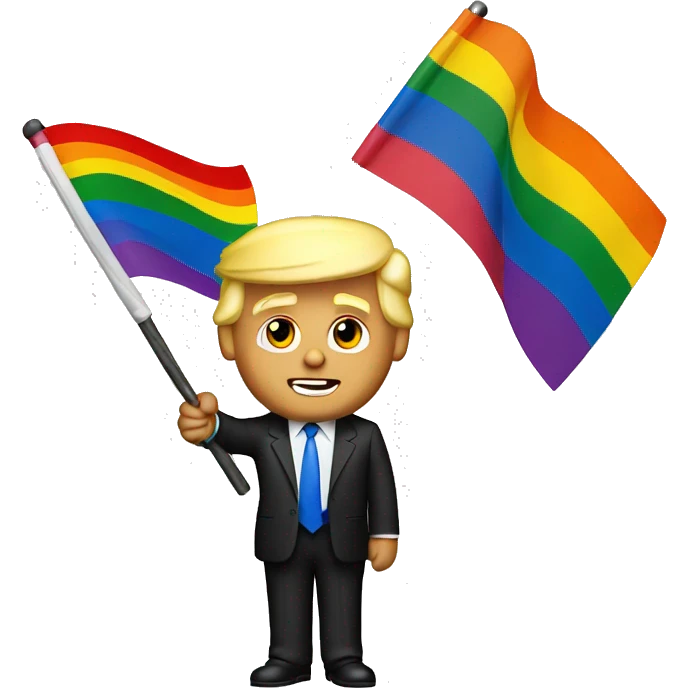 Donald trump with a pride flag in his hand emoji