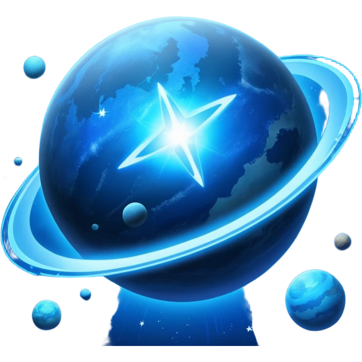 The image is a sci-fi poster with glowing blue text that reads “STAR BLAST.” A bright blue planet or star glows at the bottom, giving the design a futuristic, space-themed look. emoji