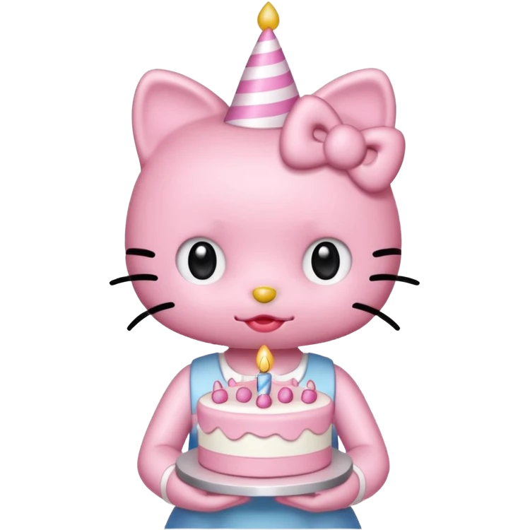 cute hello kitty with birthday cake emoji