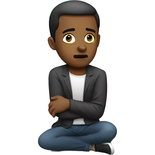Man on one knee looking defeated emoji