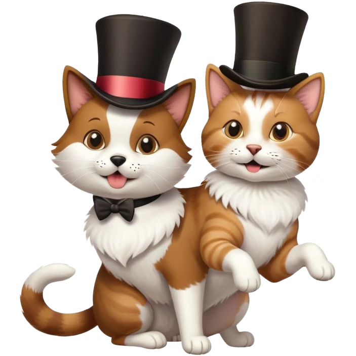 Dog riding a cat with top hat  emoji