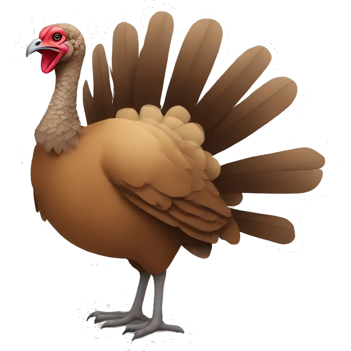 Minimalistic turkey emoji: A simple, stylized turkey with soft brown and tan feathers, sitting on a clean white background. emoji