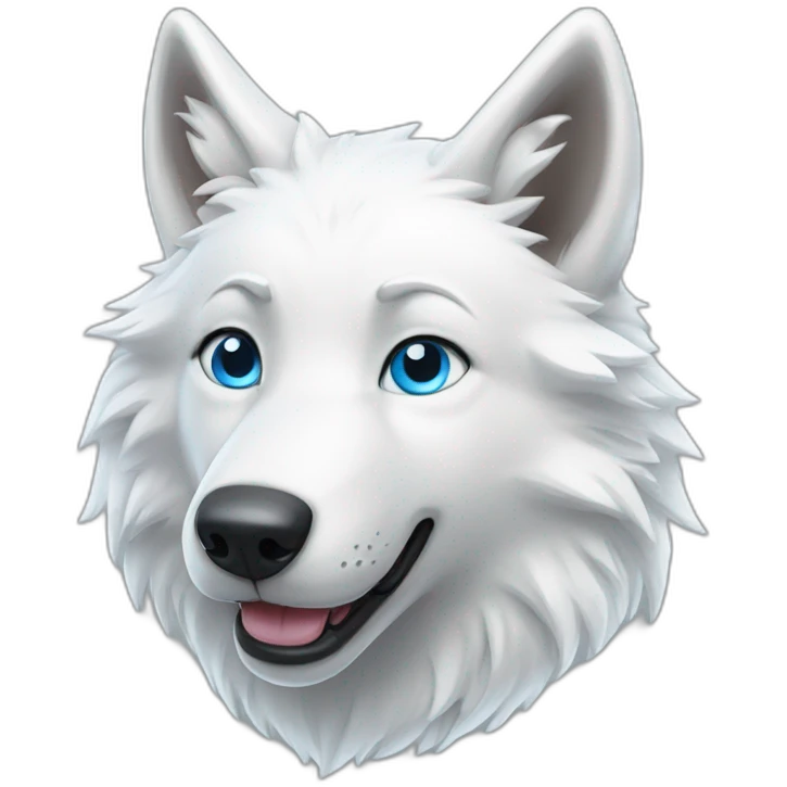 Happy White Wolf blue eyes emoji