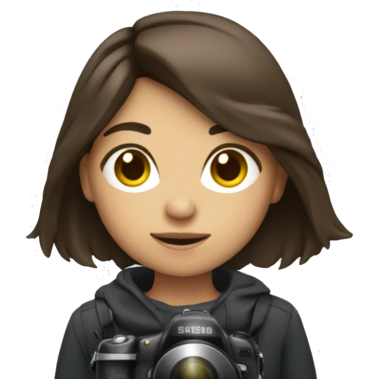 Brunette girl with a camera emoji
