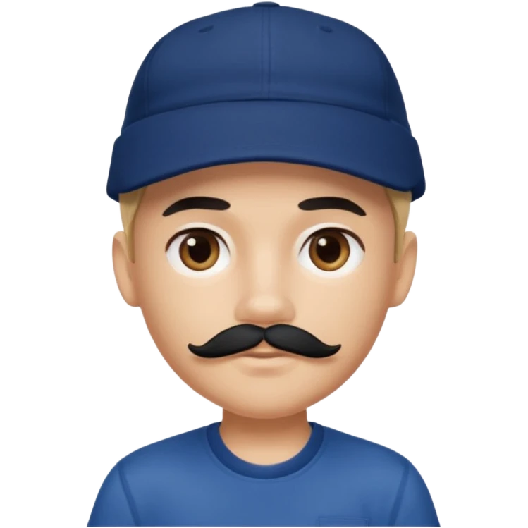 generate a pretty bratz boy wearing a dark blue cap and shirt. 

Mustache- black emoji