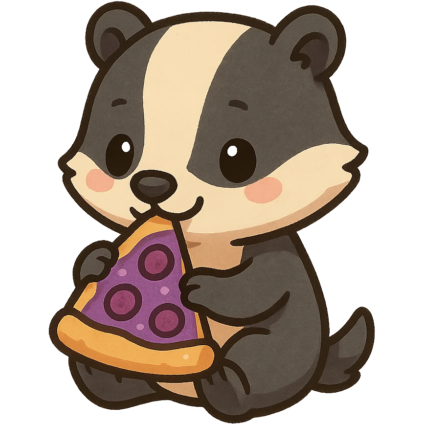 Badger with pizza purple emoji