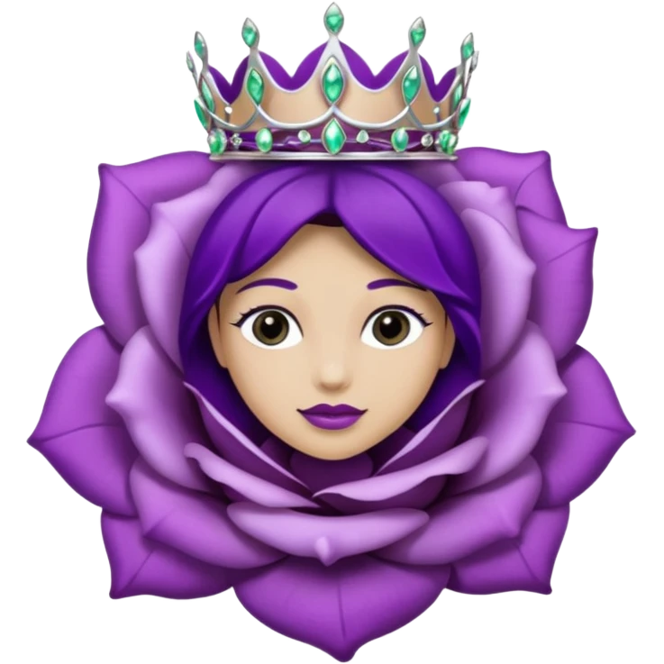 Purple rose flower, silver circle plaque, silver tiara emoji