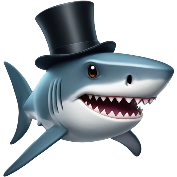 Shark with a top hat emoji