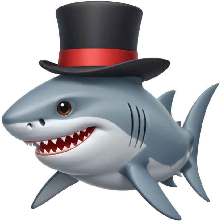 Shark with a top hat emoji