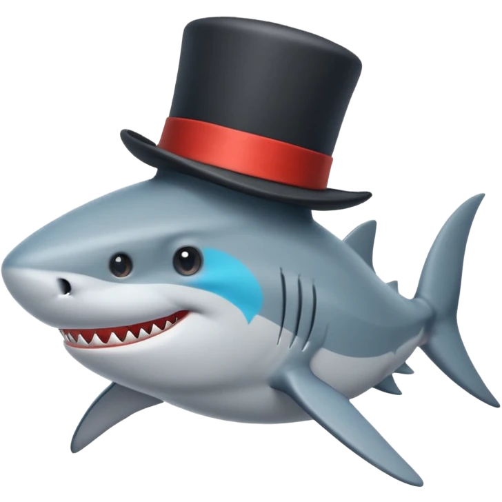 Shark with a top hat emoji