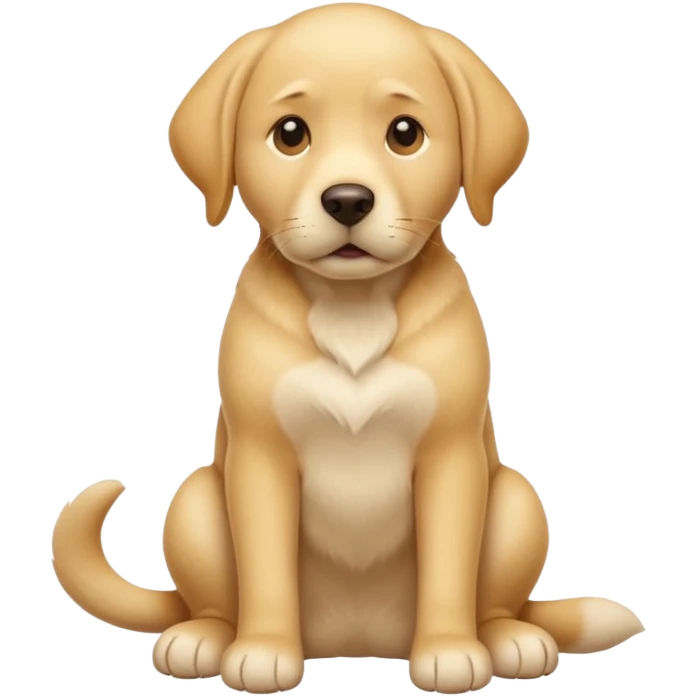 yellow labrador dog full body mimicking thinking emoji, paw on chin, looking up, emoji style emoji