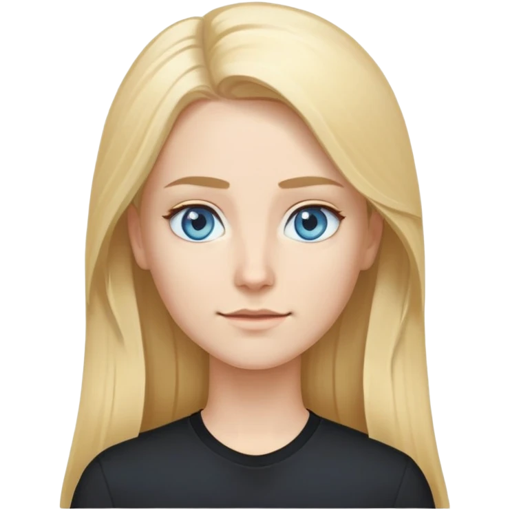 tech woman with long blonde hair, pale blue eyes, and beard. And black shirt with. like the last few emoji you've made me. emoji