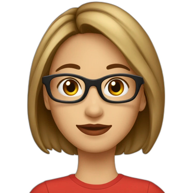 quiero un emoji de una chica blanca catira cabello largo de lentes con montura roja emoji