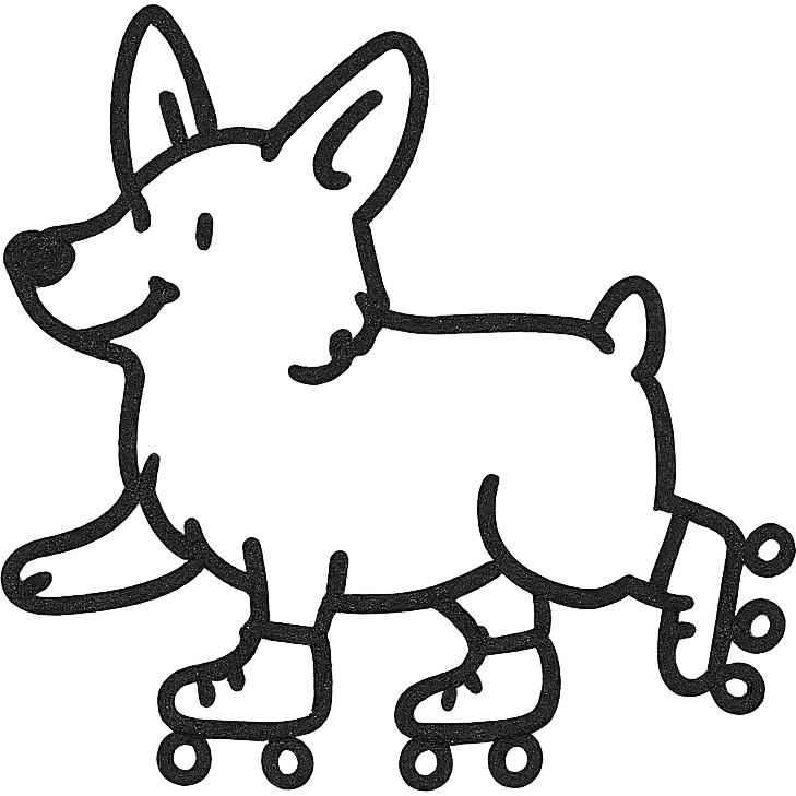 A corgi rollerskating emoji
