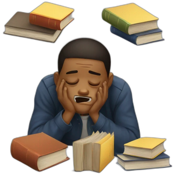Student with books is crying with tears on his face emoji