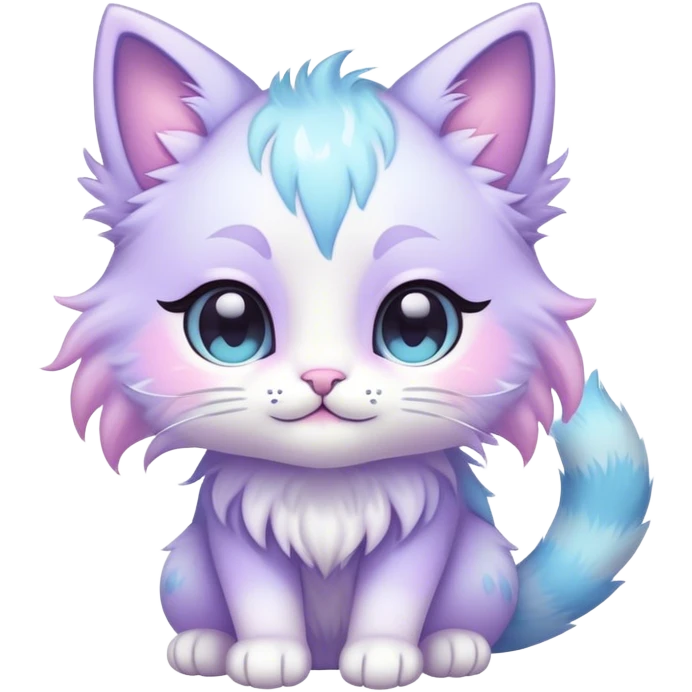 Kawaii bright fantasy pastel ethereal anthro feline fursona animal creature emoji