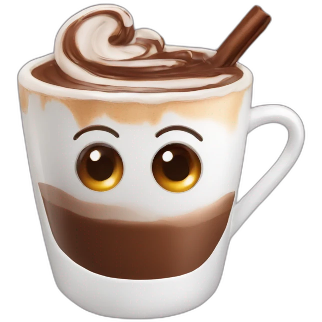 Chocolat chaut avec des yeux emoji