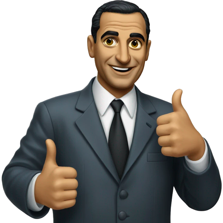 photorealistic Gamal Nasser shows thumbs up emoji