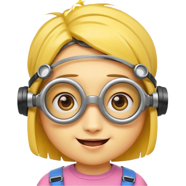 Minion emoji with a round head like normal emojis and a smurk like this emoji but a minion so basically that emoji with the goggles and the hair and not a funny head shape 😏 it should look like an actual minion not a human with African braids and a female minion  make them feminine  emoji