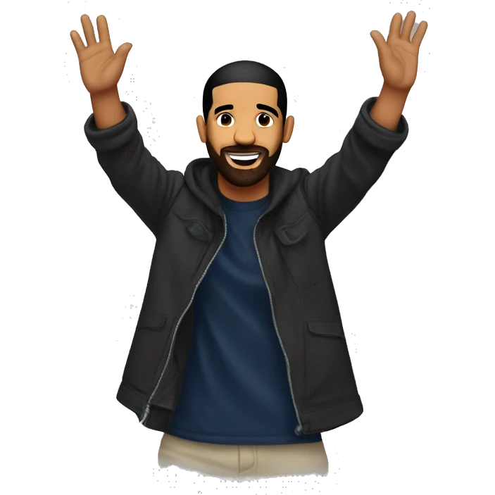 Drake with both hands in the air emoji