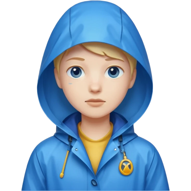 blue raincoat, just rain coat, negative character. emoji