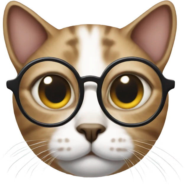 Cat with round glasses emoji
