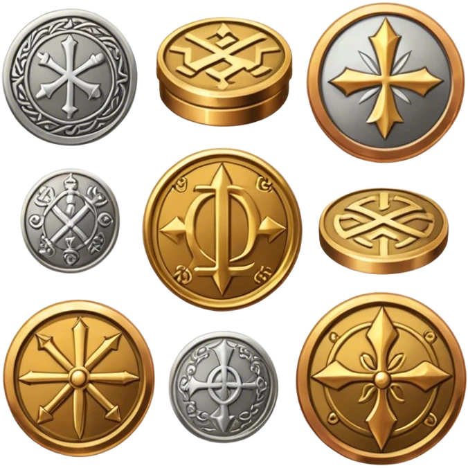 dnd item icon, medieval, currency gold, silver, copper icons emoji