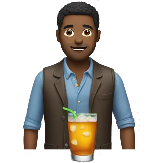 A man with a drink emoji