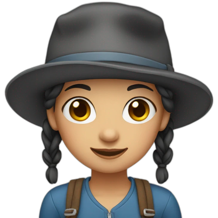 a girl with pigtails in a hat emoji