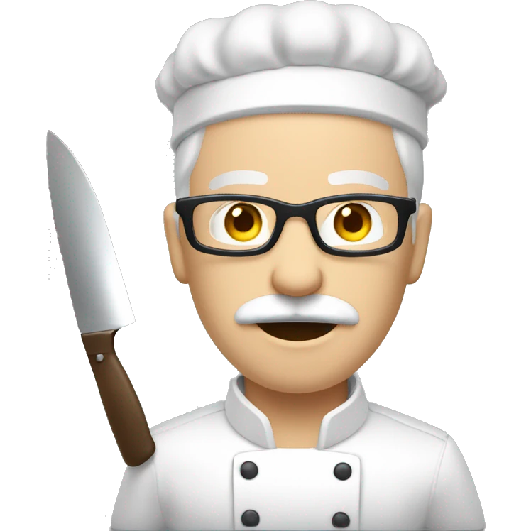 Pale Guy brown hair glasses moustache with knife cooking emoji