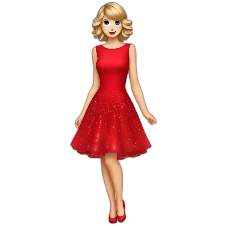 Taylor swift around sparkles and wearing red dress emoji