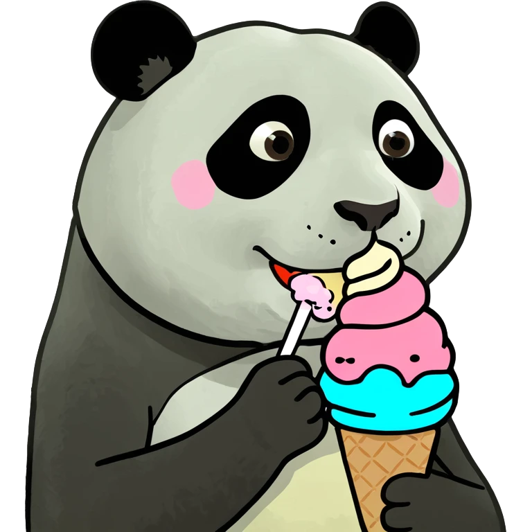 Panda eating ice cream emoji