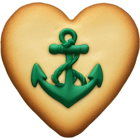 cookie heart with dark green anchor emoji