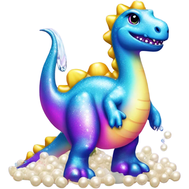 Lisa frank glitter pretty water dinosaur with pearls emoji