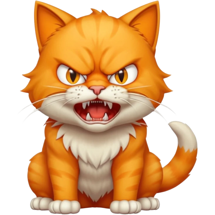 full body of angry cat with fangs, front face  emoji
