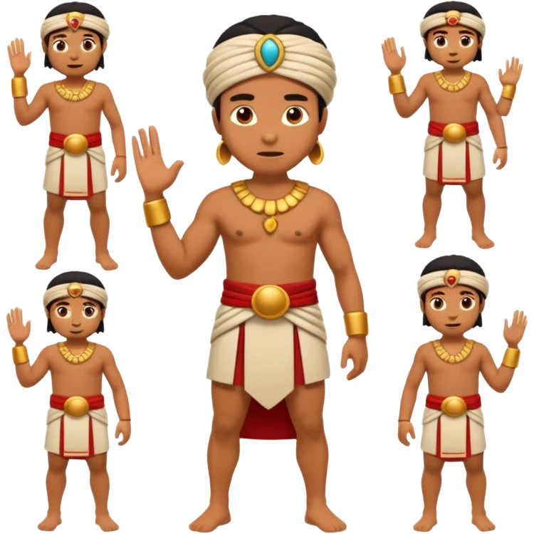 create an emoji set of a cartoonish full body character from china from 2000 BC doing 16 verbs or emotions emoji