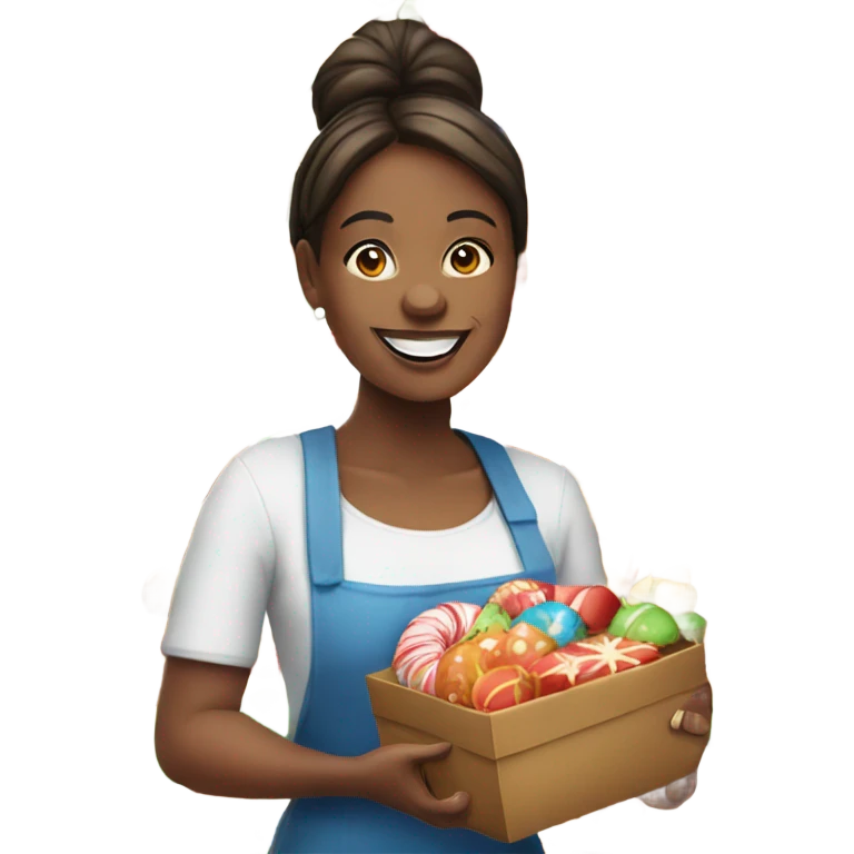 smiling woman with christmas treats emoji