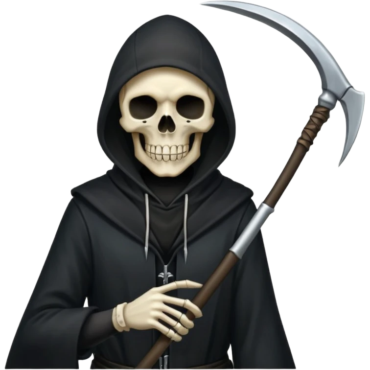 zoomed black hood skull scythe emoji