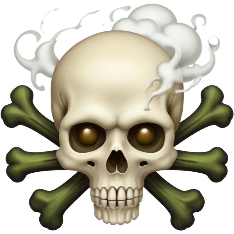 a poisonous cloud of gas, dark swamp color, with an image of a skull and two crossed bones behind the skull emoji